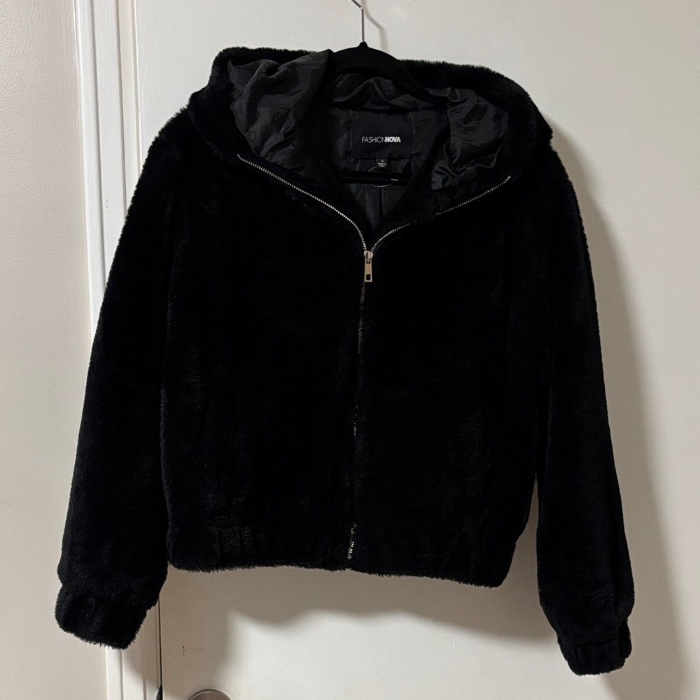 Fashion Nova Black Fuzzy Jacket